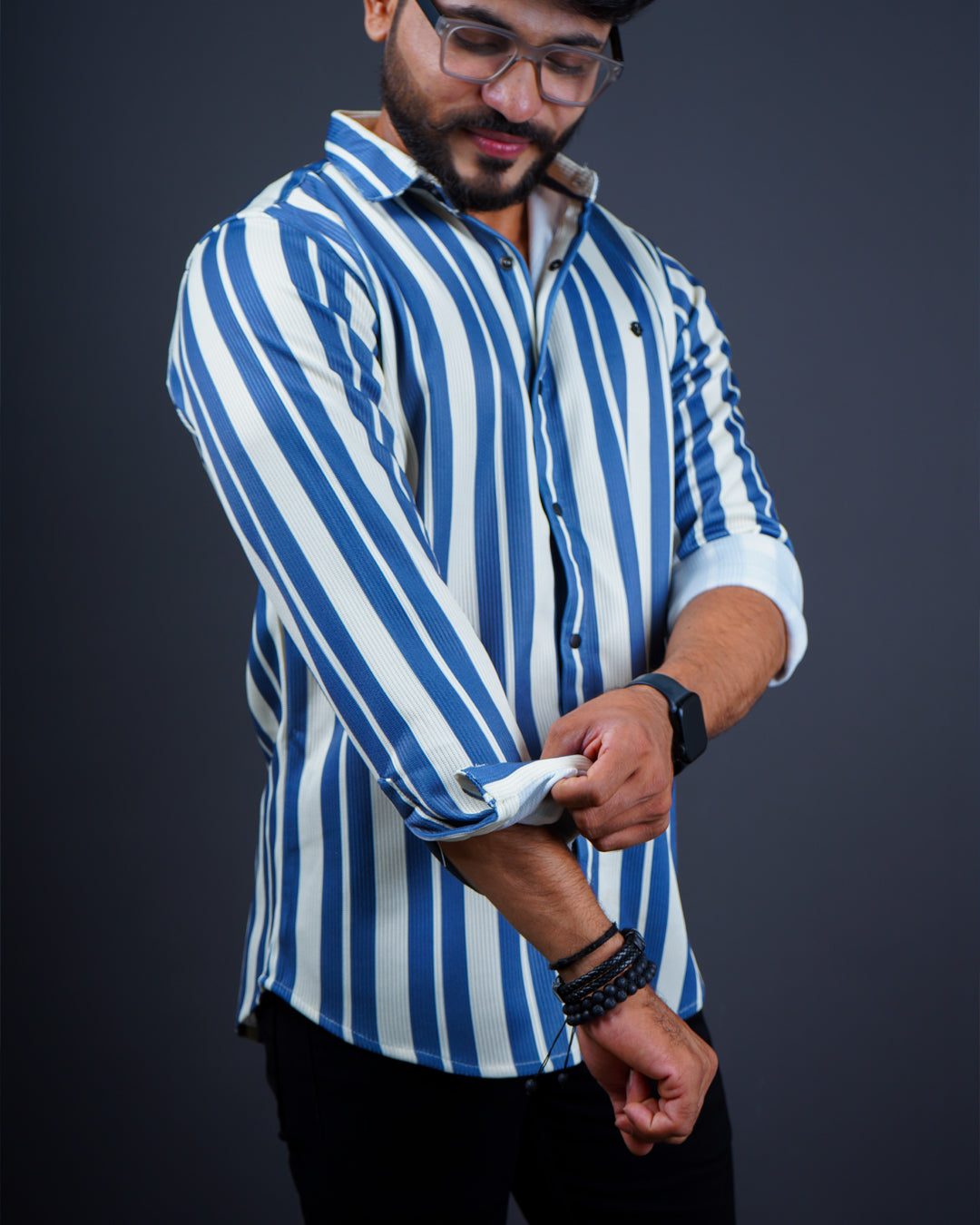 BLUE COLOR LYCRA LINING CASUAL SHIRT