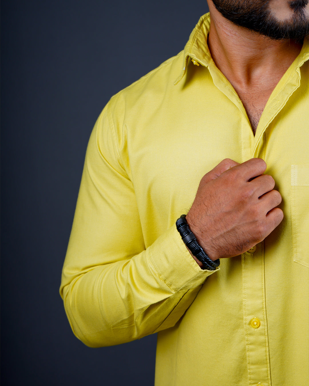 YELLOW COLOR PLAIN CASUAL SHIRT