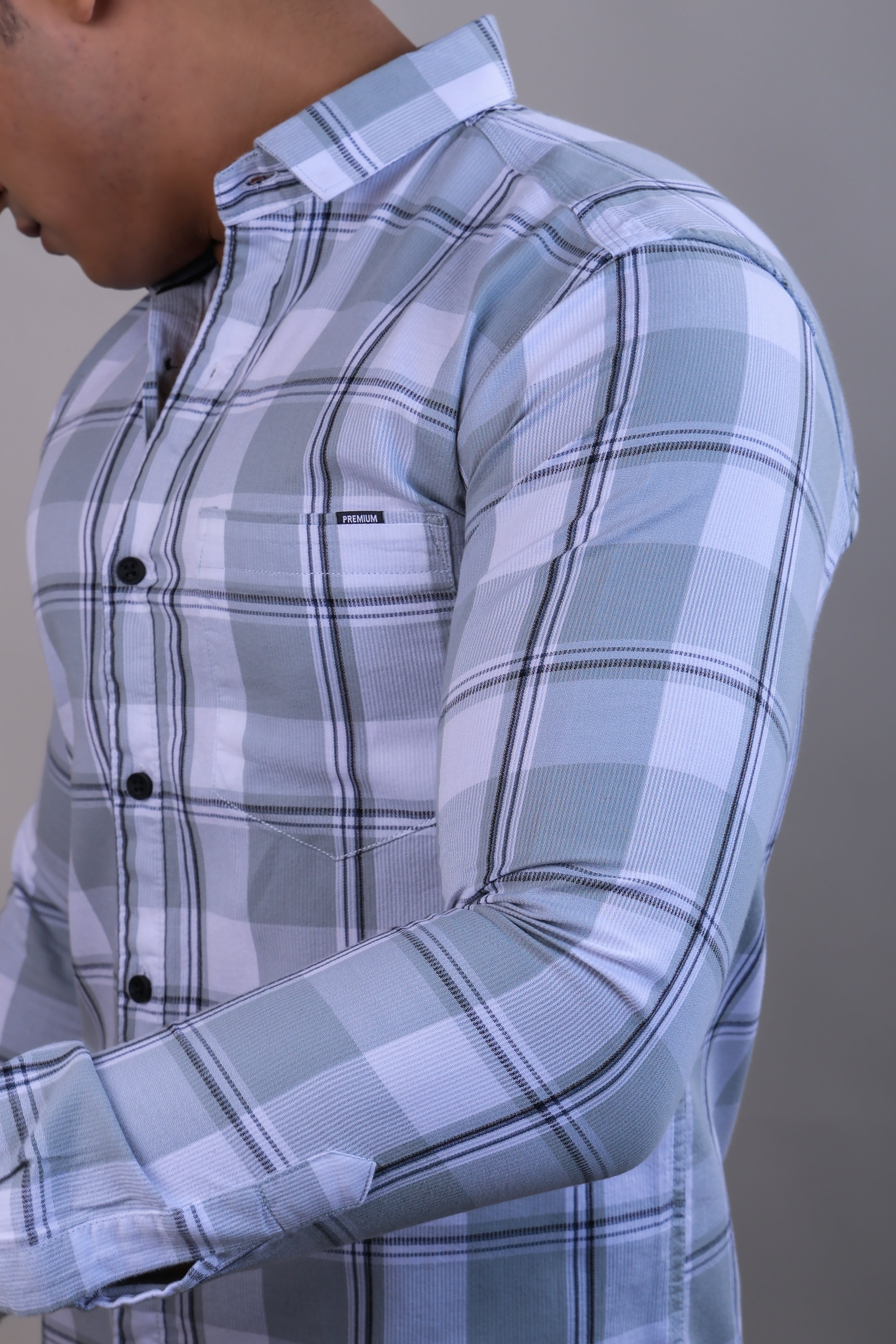 GREY COLOR CHECKS CASUAL SHIRT