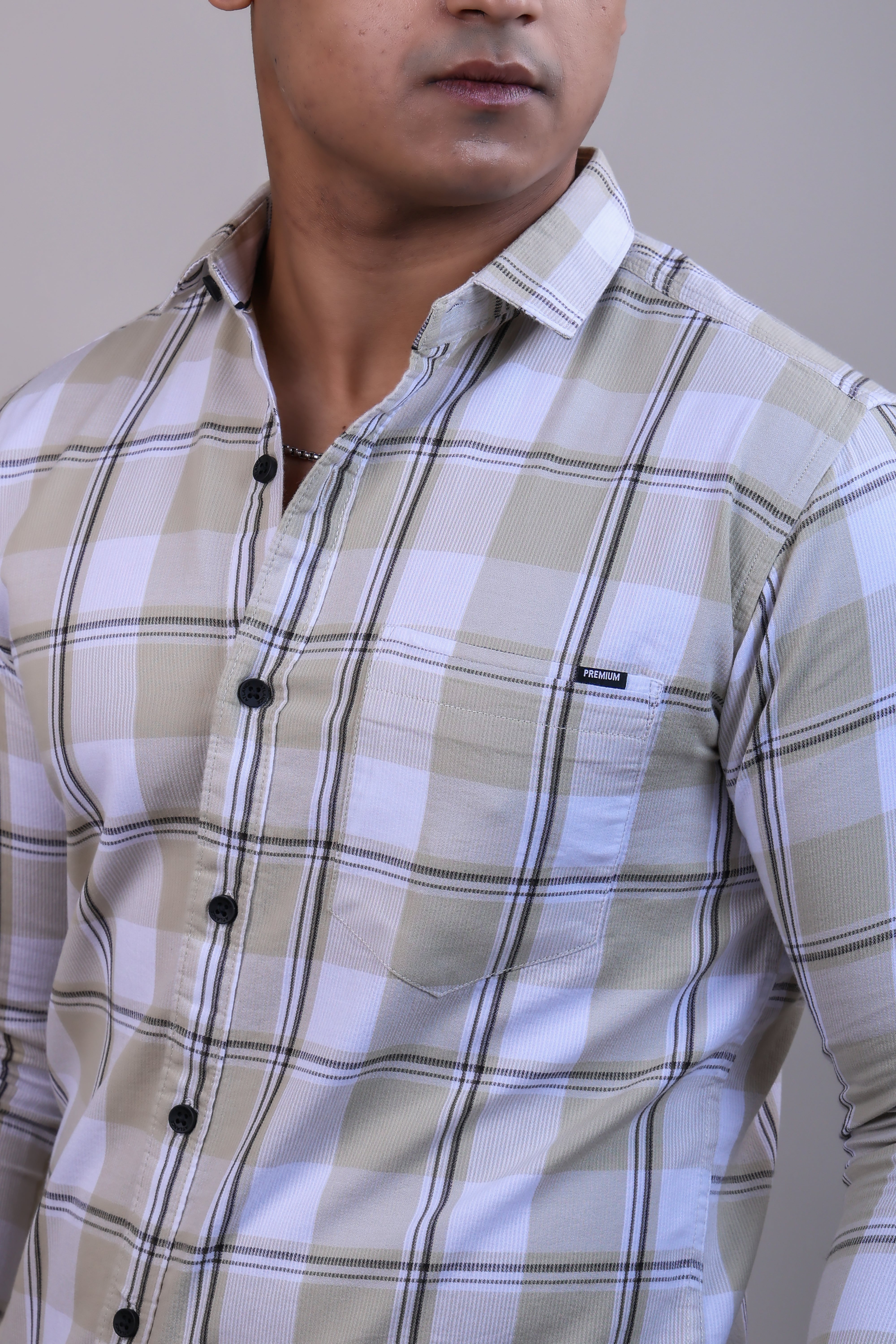 BEIGE COLOR CHECKS CASUAL SHIRT