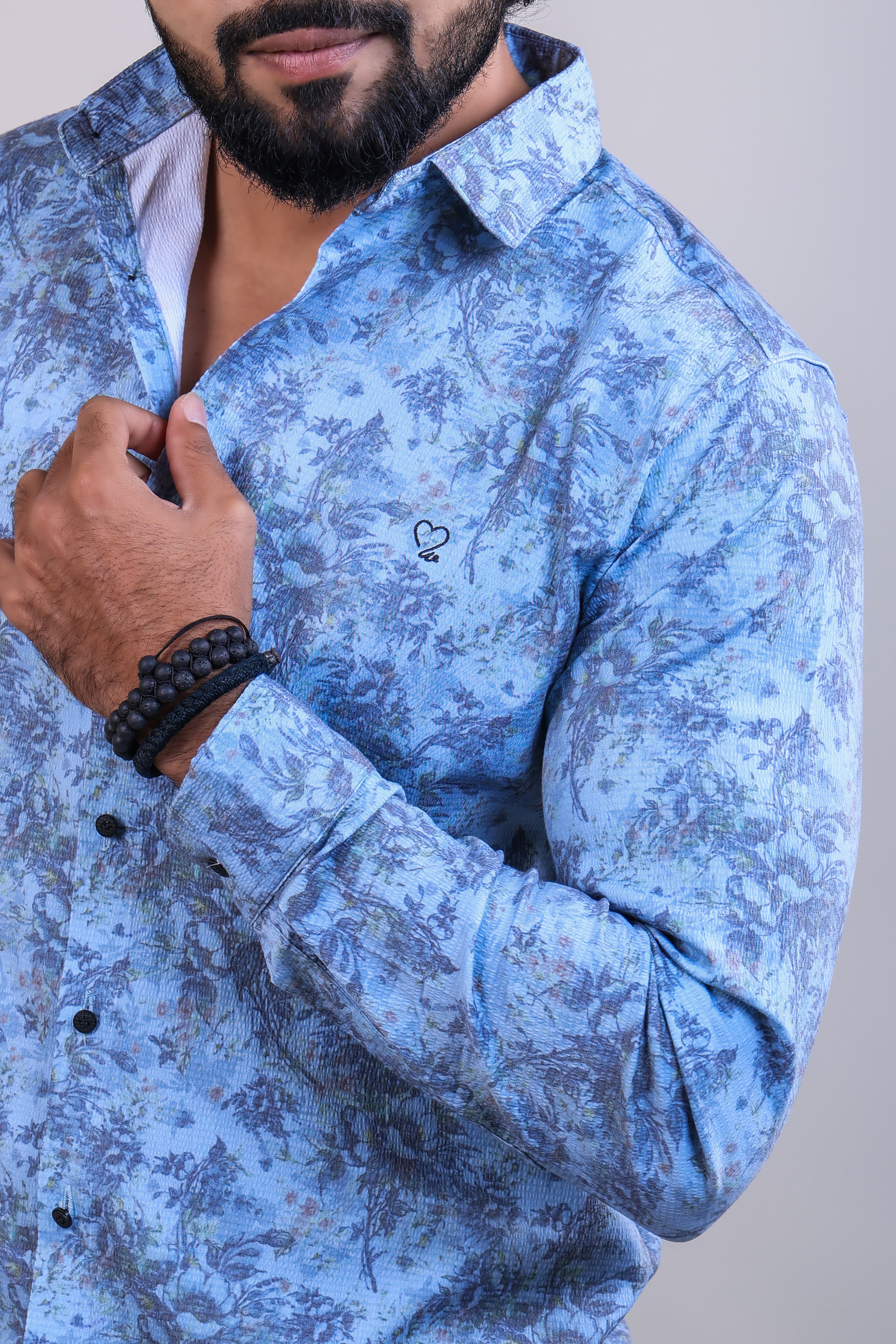 BLUE COLOR PRINTED CASUAL SHIRT