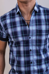 GREEN COLOR CHECKS HALF SLEEVE CASUAL SHIRT