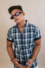 OLIVE COLOR CHECKS HALF SLEEVE CASUAL SHIRT