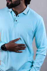 FIROZI COLOR COLLAR FULL SLEEVE PLAIN T-SHIRT