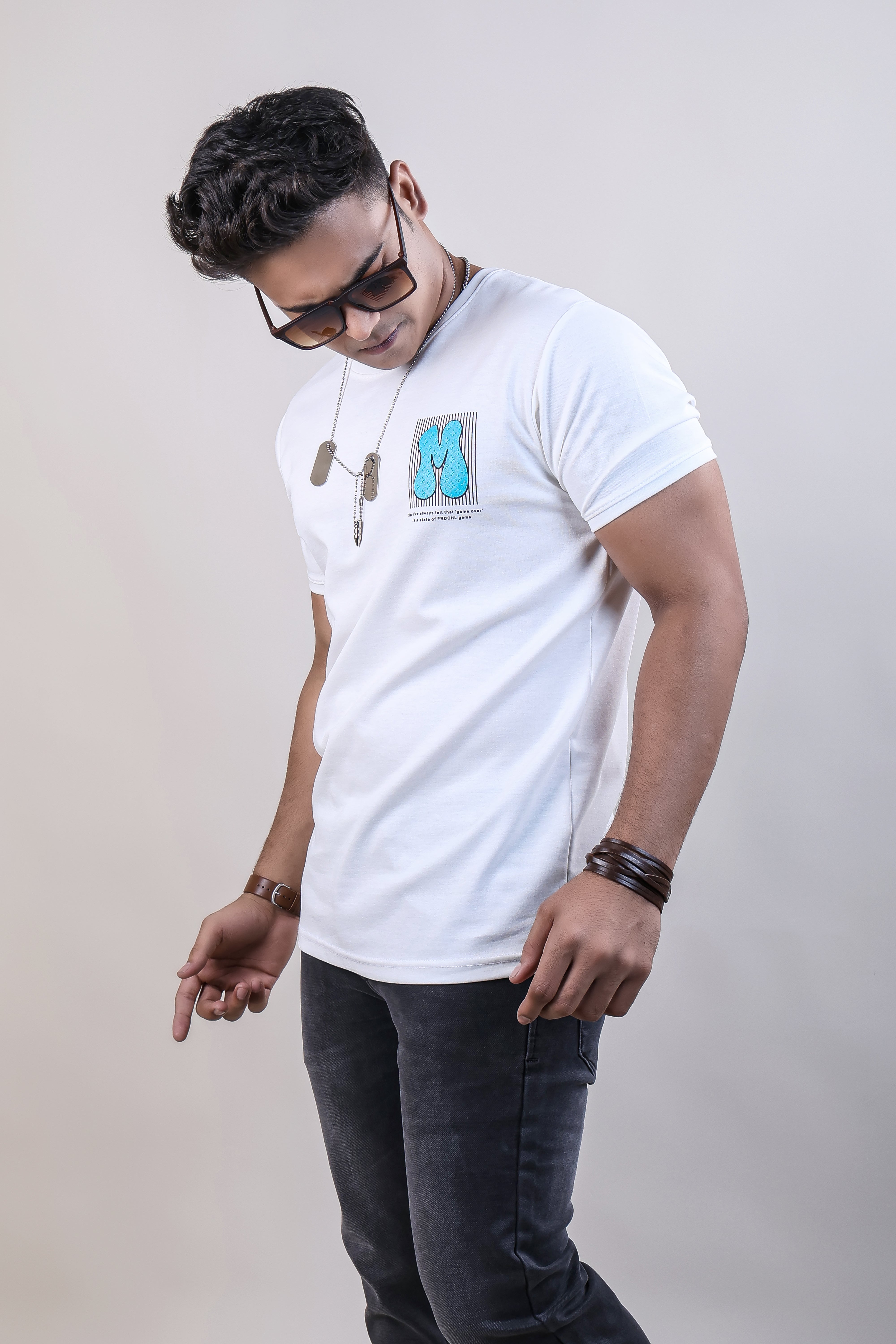 WHITE COLOR PRINTED T-SHIRT