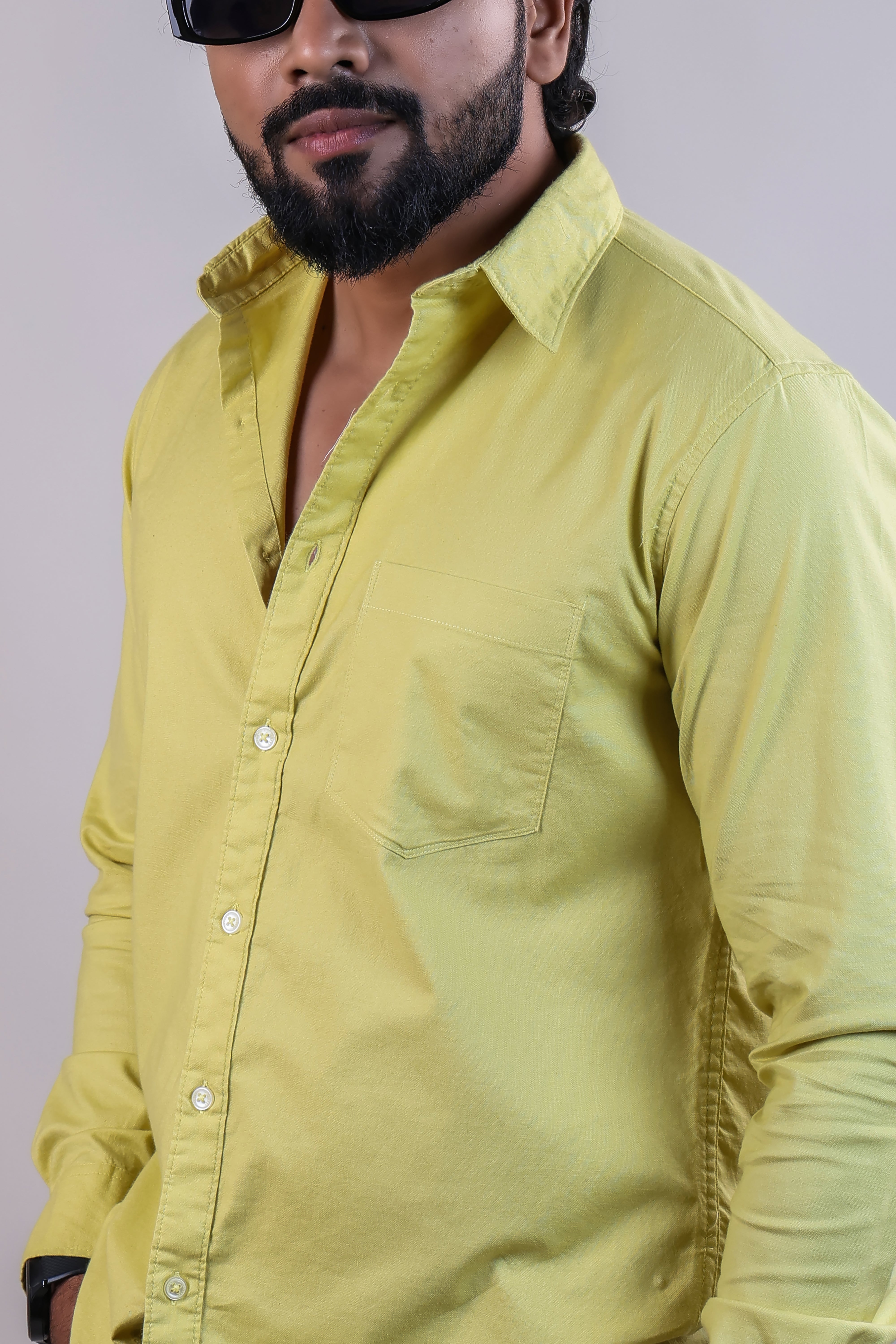 LEMON COLOR  PLAIN CASUAL SHIRT