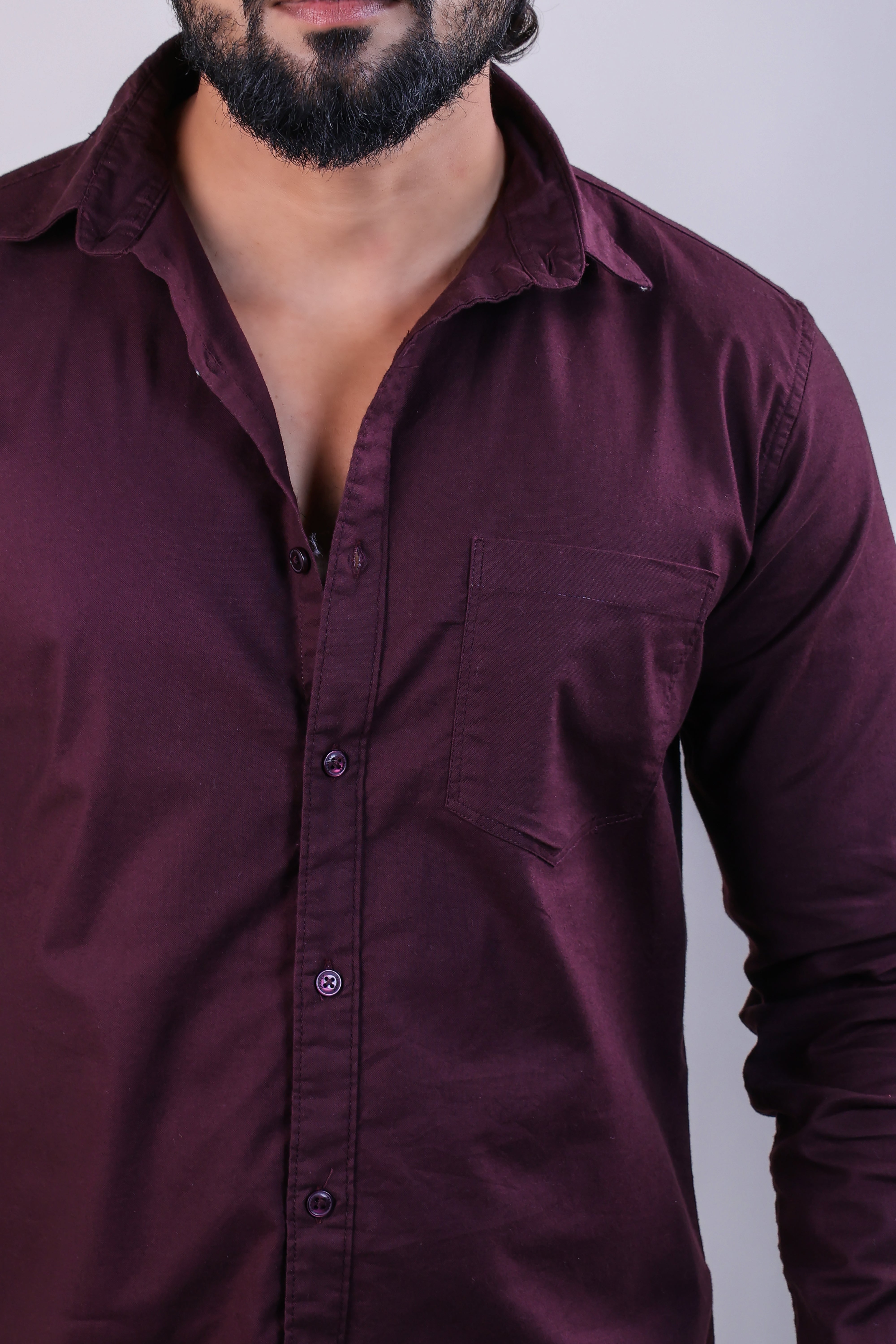 WINE COLOR  PLAIN CASUAL SHIRT