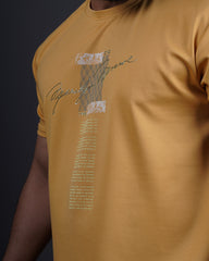 MUSTARD COLOR ROUND NECK MATTER T-SHIRT