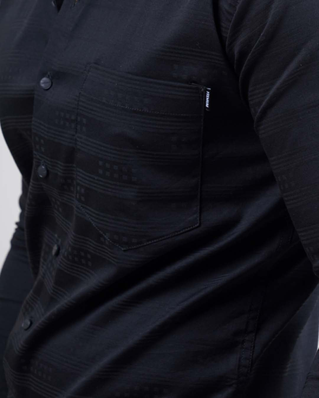 BLACK COLOR LINING CASUAL SHIRT