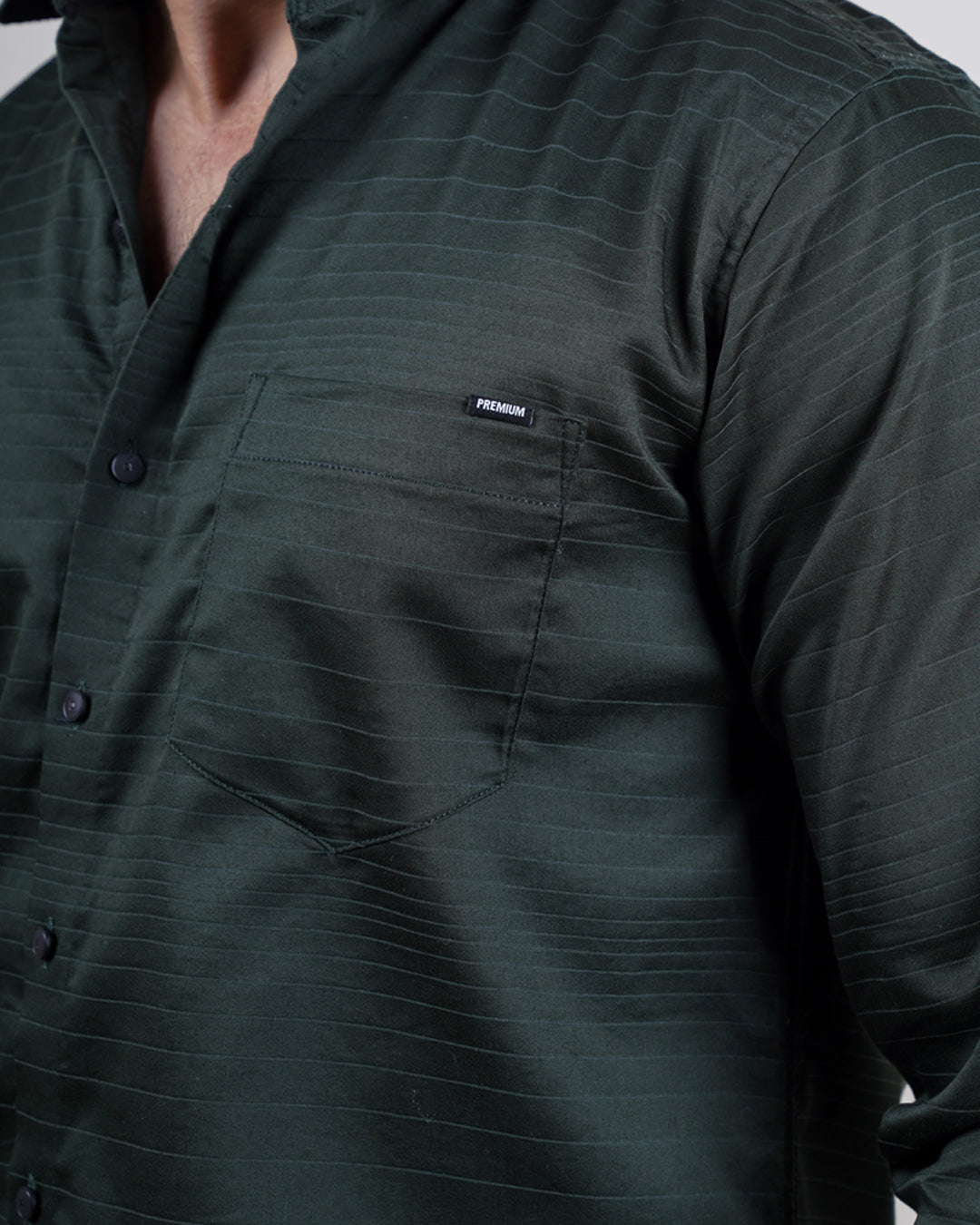 GREEN COLOR LINING CASUAL SHIRT