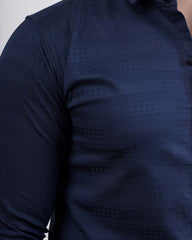 NAVY BLUE COLOR LINING CASUAL SHIRT