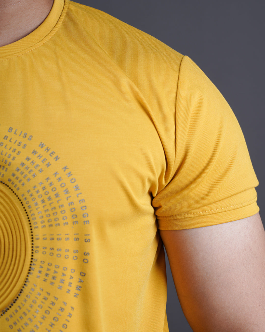 MUSTARD COLOR ROUND NECK MATTER T-SHIRT