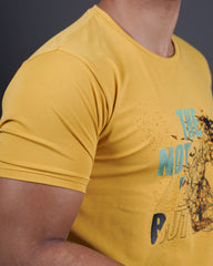 MUSTARD COLOR ROUND NECK MATTER T-SHIRT