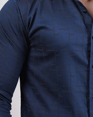 NAVY BLUE COLOR PRINTED LYCRA CASUAL SHIRT