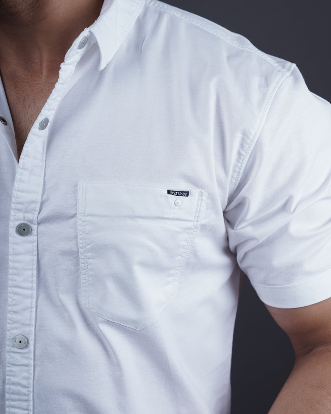 WHITE COLOR HALF SLEEVE PLAIN CASUAL SHIRT