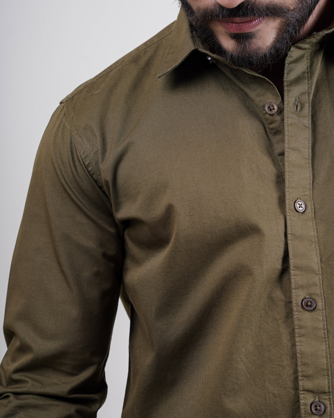 OLIVE COLOR PLAIN CASUAL SHIRT