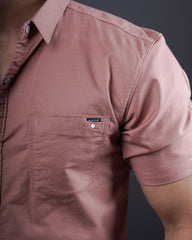 PEACH COLOR HALF SLEEVE PLAIN CASUAL SHIRT