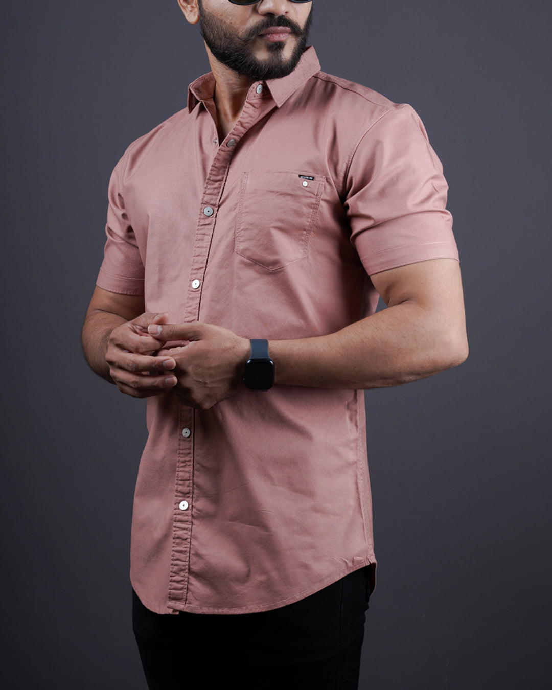 Peach color color half sleeve plain casual shirt shirt for casual wear.