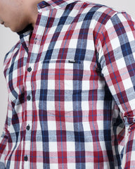 RED-WINE COLOR CHECKS CASUAL SHIRT