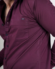 WINE COLOR PLAIN CASUAL SHIRT