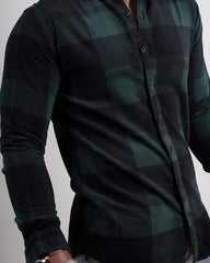 GREEN-BLACK COLOR CHECKS CASUAL SHIRT