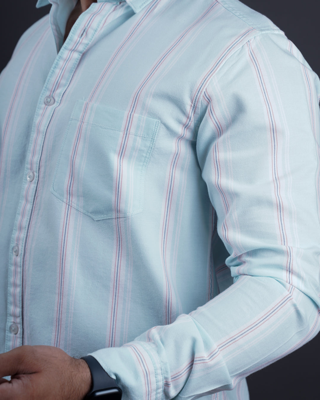 SKYBLUE COLOR LINING CASUAL SHIRT