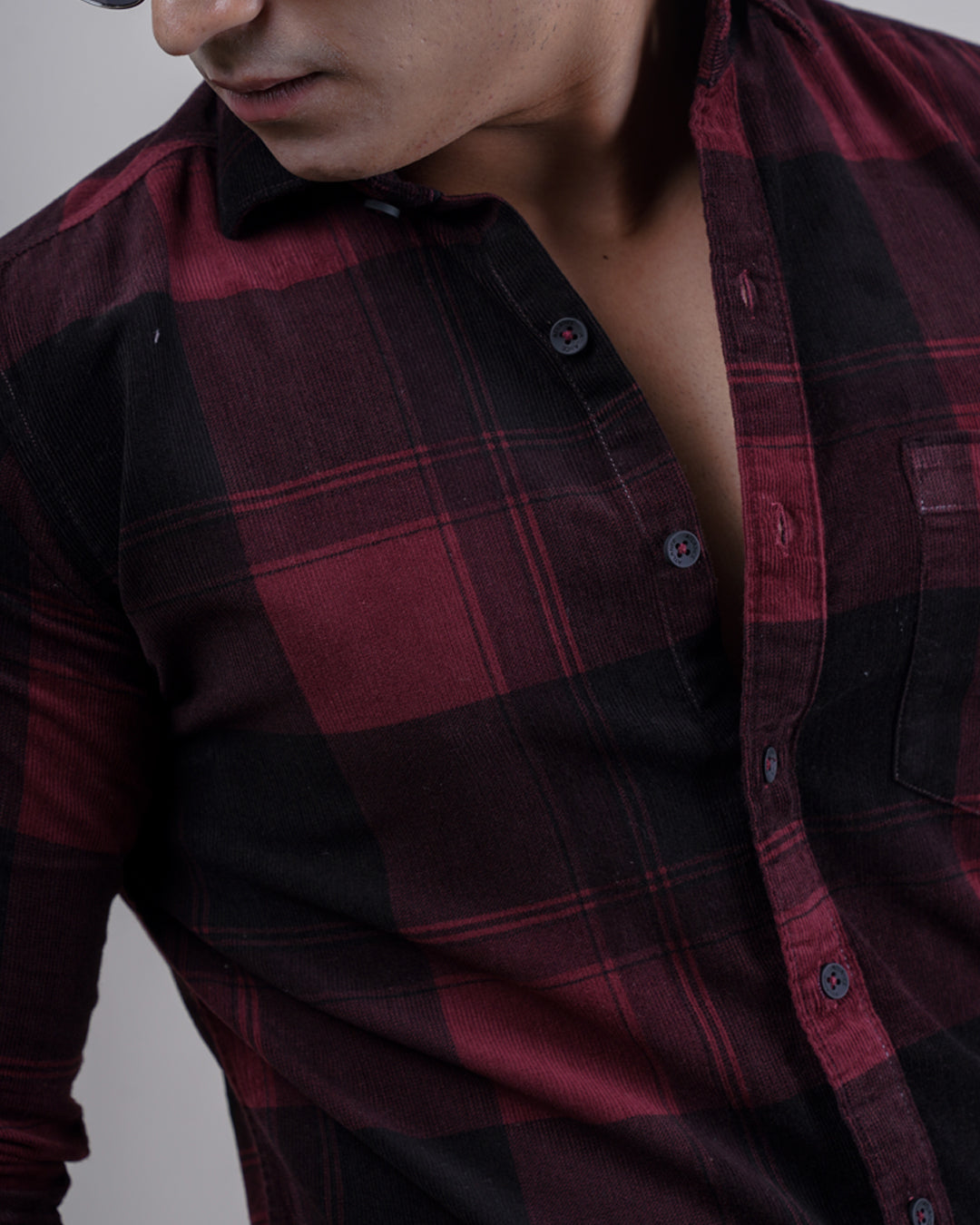 MAROON-BLACK COLOR CHECKS CASUAL SHIRT