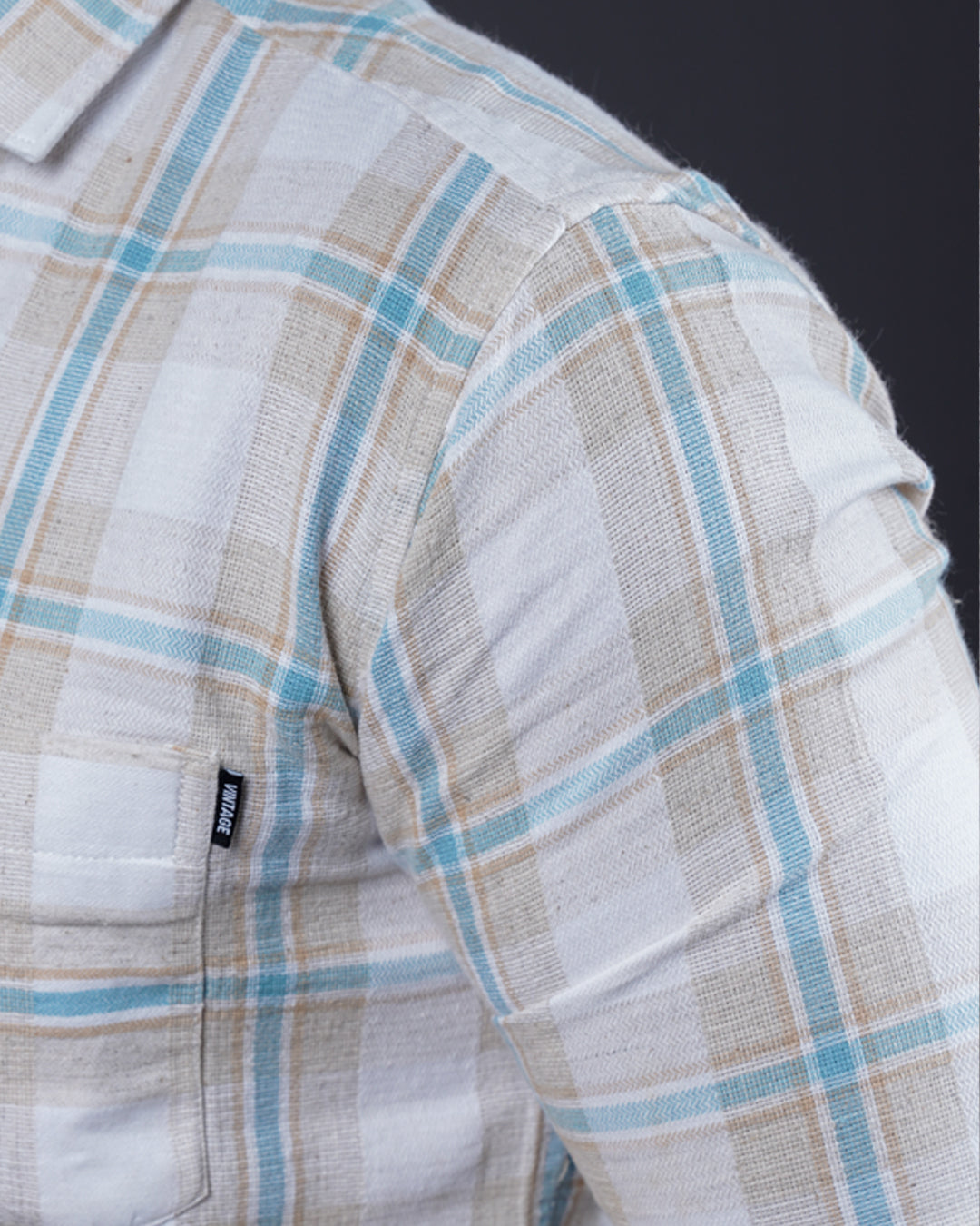 BLUE-FAWN COLOR CHECKS CASUAL SHIRT