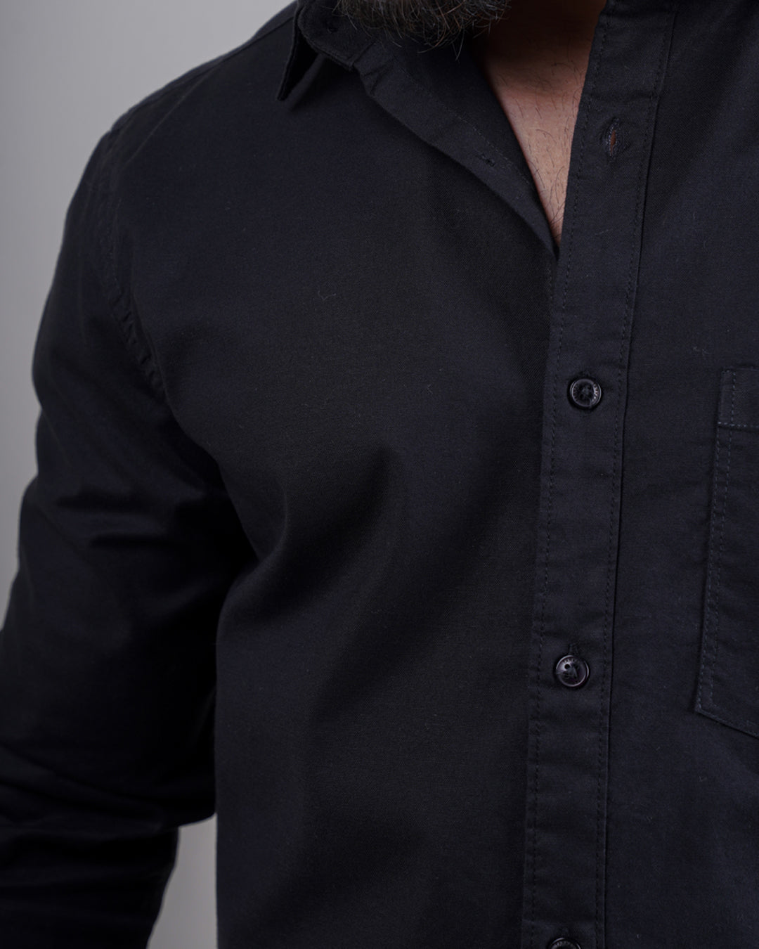 BLACK COLOR PLAIN CASUAL SHIRT