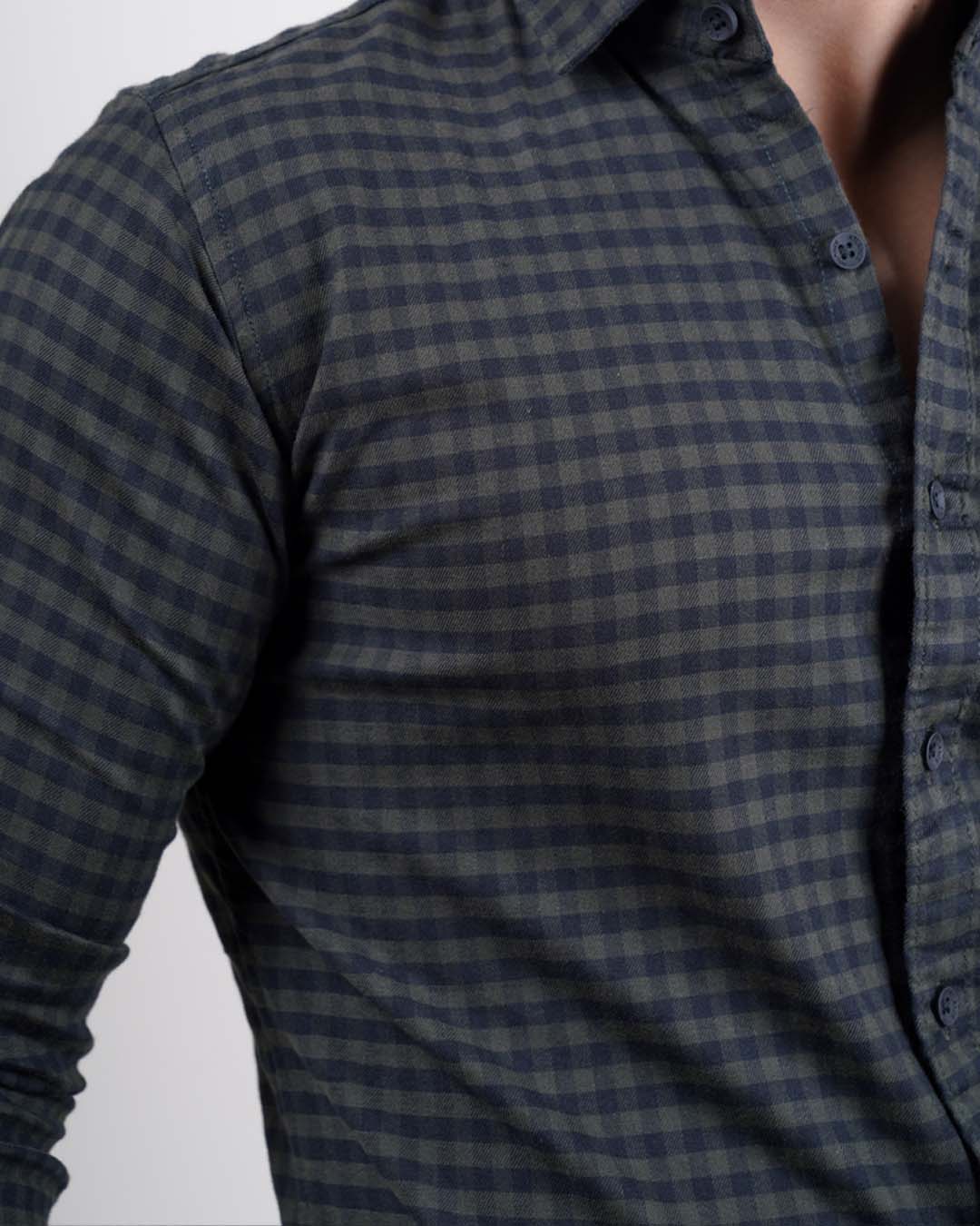 OLIVE COLOR CHECKS CASUAL SHIRT