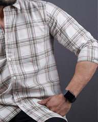 PEACH COLOR CHECKS CASUAL SHIRT