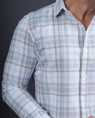 GREY-WHITE COLOR CHECKS CASUAL SHIRT