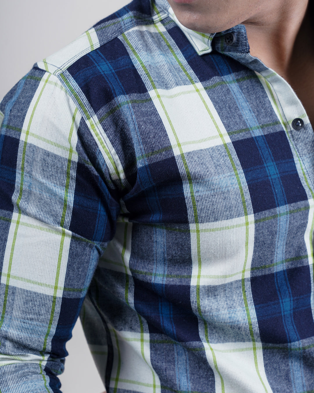 BLUE-GREEN COLOR CHECKS CASUAL SHIRT