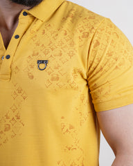 YELLOW COLOR PRINTED COLLAR T-SHIRT