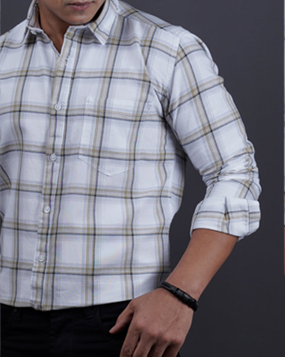 GREY-WHITE COLOR CHECKS CASUAL SHIRT