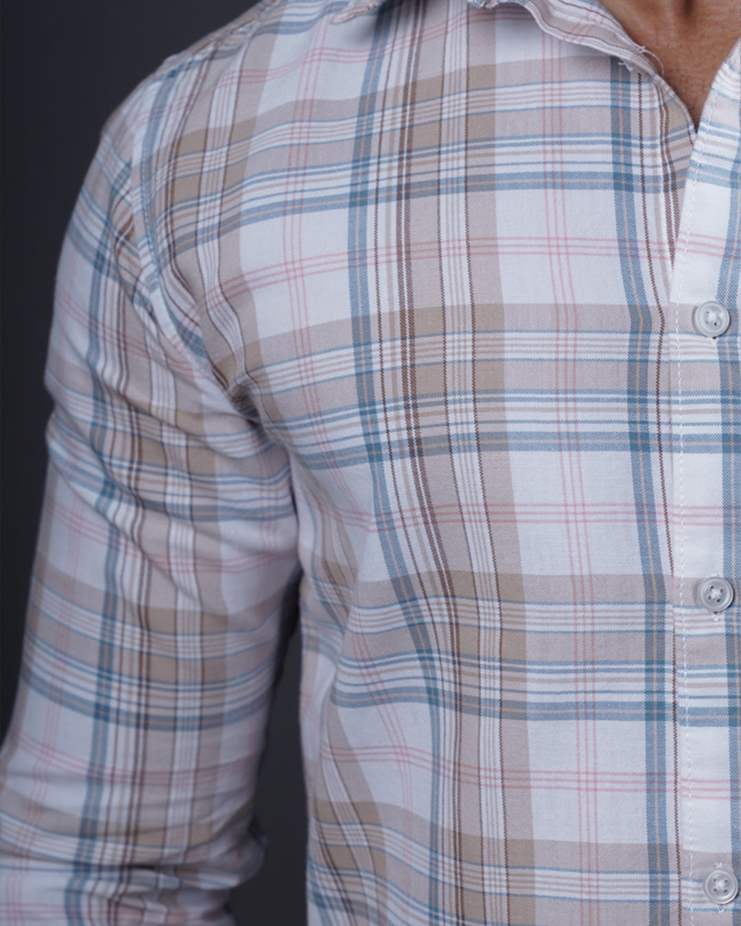 WHITE-BROWN COLOR CHECKS CASUAL SHIRT