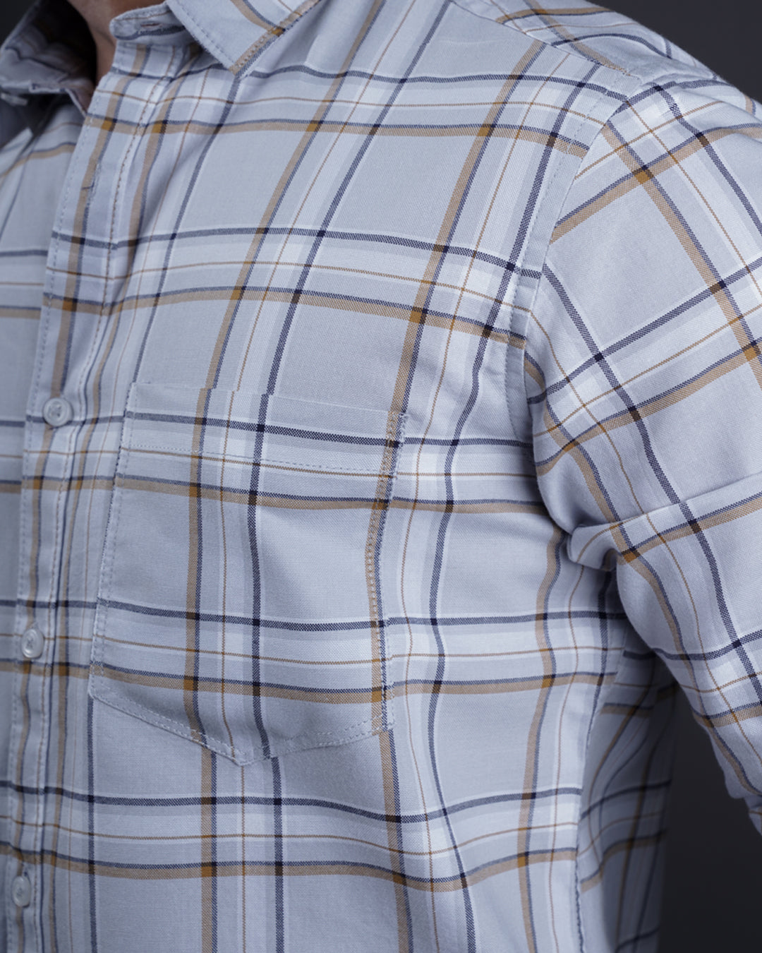 GREY COLOR CHECKS CASUAL SHIRT