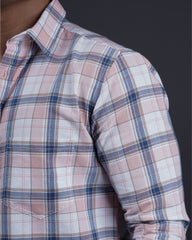 PEACH COLOR CHECKS CASUAL SHIRT