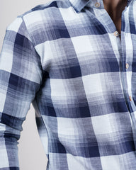 BLUE-WHITE COLOR LINING CASUAL SHIRT