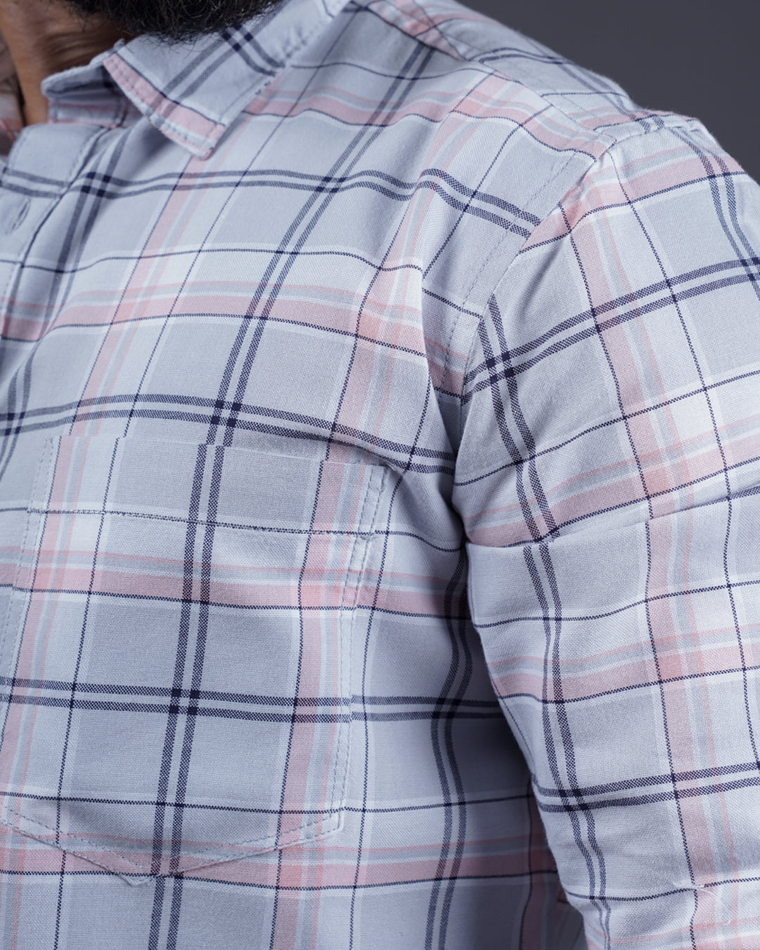 GREY COLOR CHECKS CASUAL SHIRT