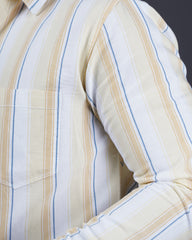 YELLOW COLOR LINING CASUAL SHIRT