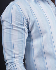 BLUE-WHITE COLOR LINING CASUAL SHIRT