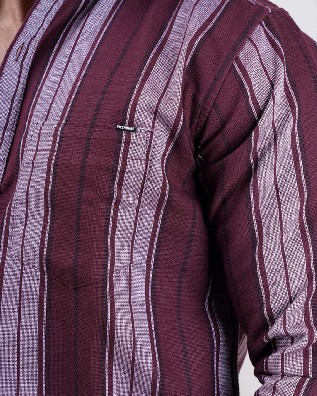 WINE COLOR LINING CASUAL SHIRT