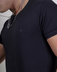 BLACK COLOR PLAIN ROUND NECK T-SHIRT