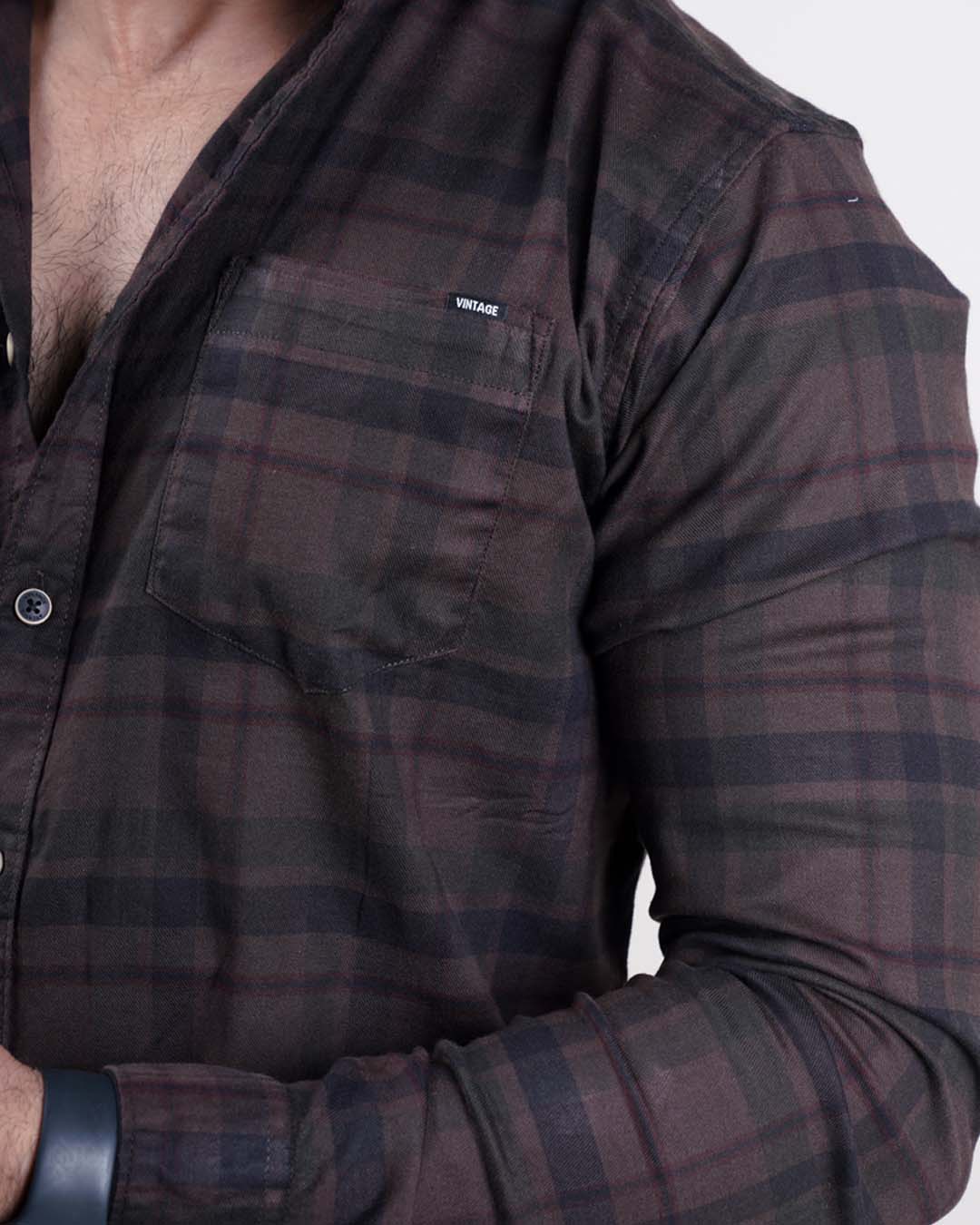 BROWN COLOR CHECKS CASUAL SHIRT