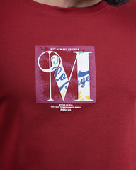 MAROON COLOR MATTER ROUND NECK T-SHIRT