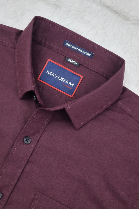 Men Casual Wine Short Sleeve Shirt - Cotton Comfort 261049774