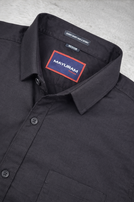 Men Casual Black Short Sleeve Shirt - Cotton Comfort 261049774