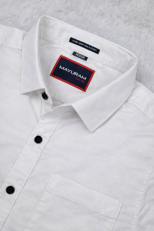 Men Casual White Short Sleeve Shirt - Cotton Comfort 261049774