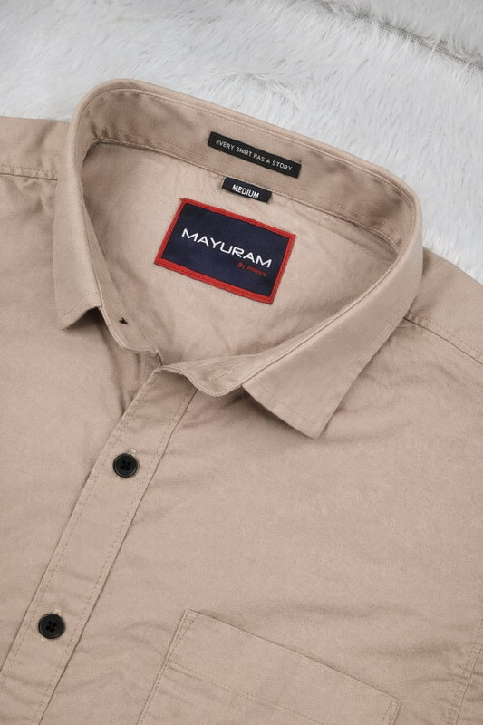 Men Casual Fawn Short Sleeve Shirt - Cotton Comfort 261049774